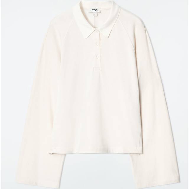 Boxy Long-Sleeved Polo Shirt - White