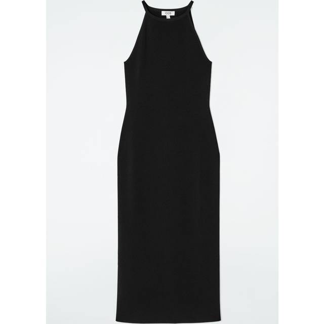 Contoured Knitted Midi Dress - Black - L