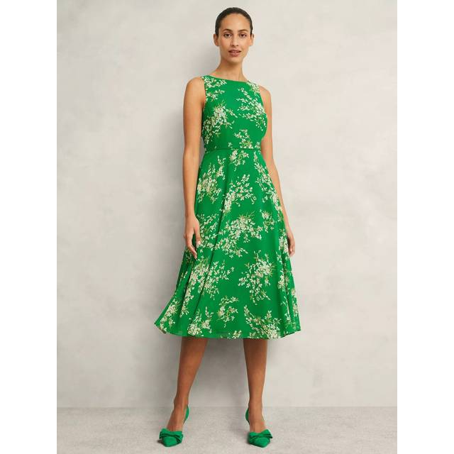 Hobbs Carly Floral Dress, Green/Ivory