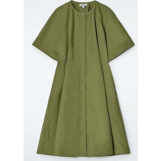 Raglan-Sleeve Cotton Midi Dress - Green - 42