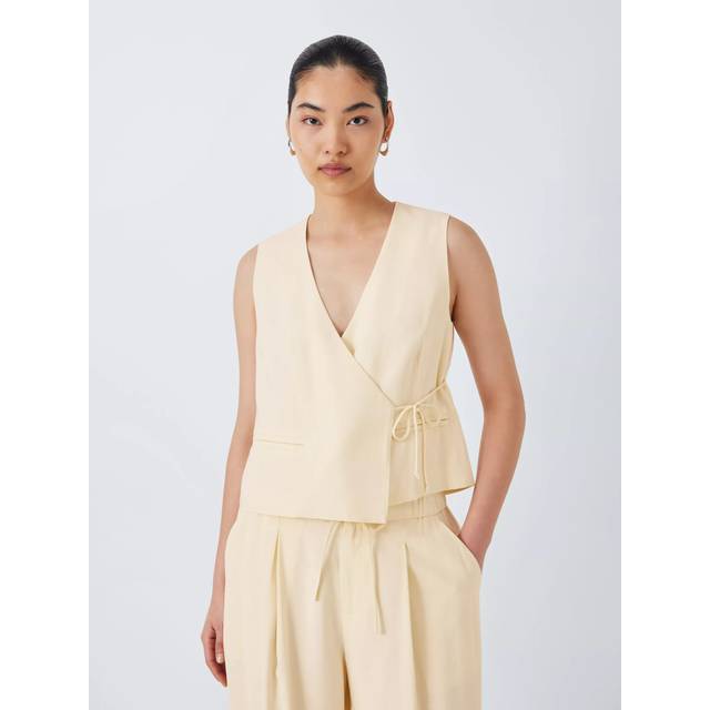 John Lewis ANYDAY Wrap Front Tie Waistcoat, Buttermilk
