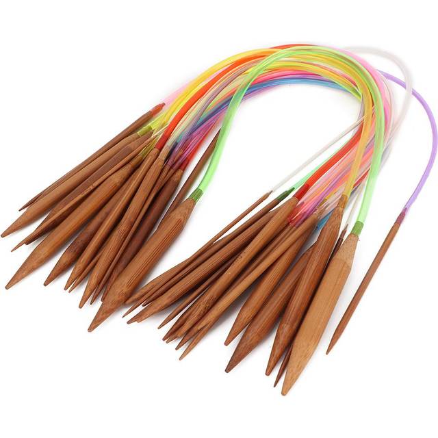 Multicolor Plastic Pipe Carbonized Double Annular Bamboo Sweater Needles(60 Cm23.6 In)