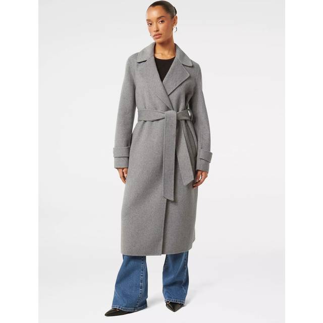 Forever New Petite Carter Felled Seam Coat, Charcoal