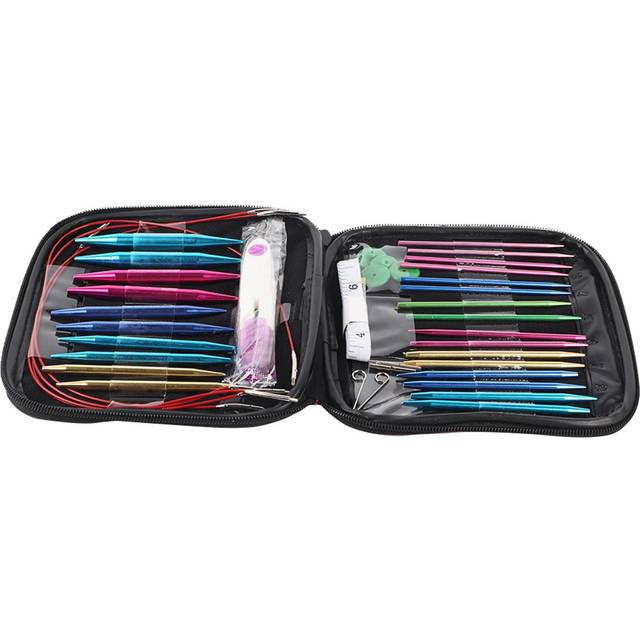 26Pcs Interchangeable Aluminium Knitting Needle with 4Pcs Circular Plastic Wires Set
