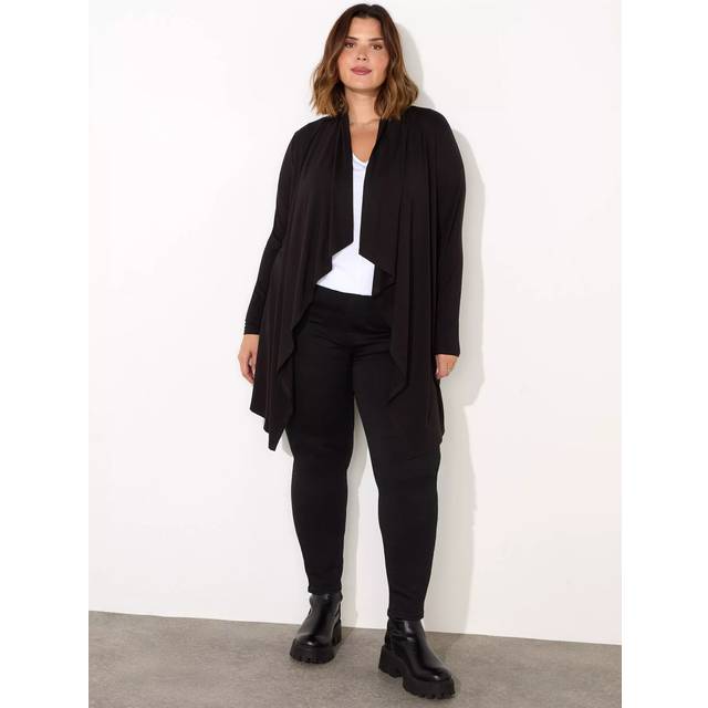 Live Unlimited Curve Waterfall Longline Cardigan, Black