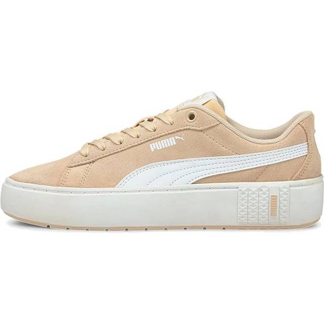 Puma Smash Platform V2 Suede Low-Top Sneakers Women Sneakers Khaki White 373037-06 35.5