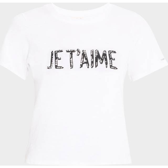 Je Taime Embellished Crewneck Tee - WHITEBLACK - XX-Small