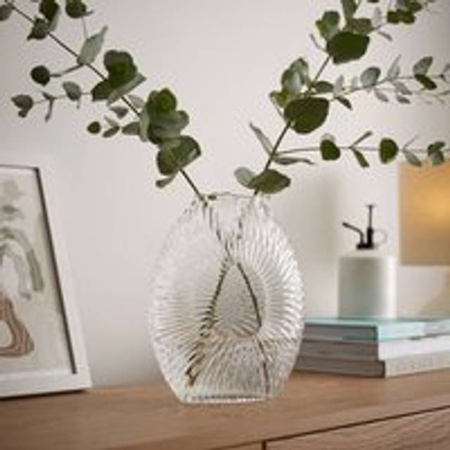 Patterned Burst Glass Vase - Clear
