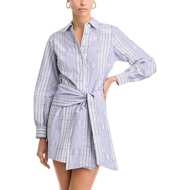 Sariah Belted Mini Shirtdress - NAVY PATCHWORK - 6