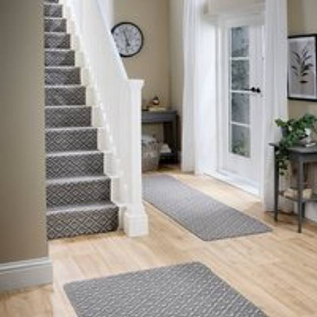 Marvel Geo Hard-wearing Washable Stair Runner - Marvel Boucle Geo Grey