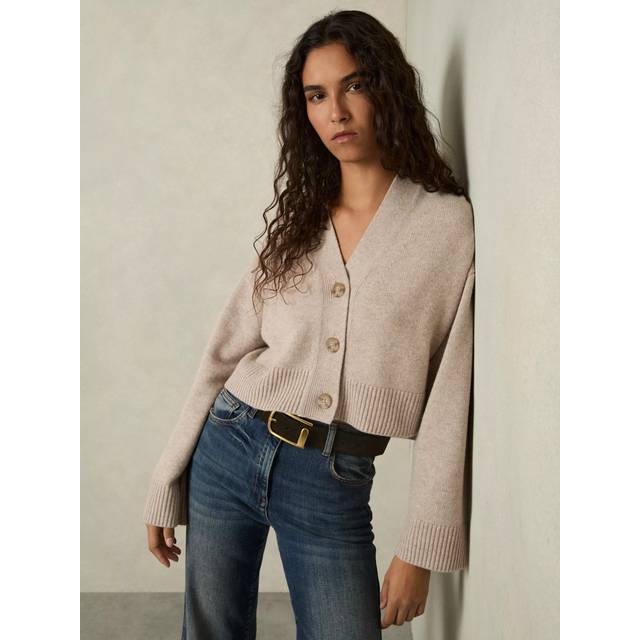 Reiss Rixy Wool Rich Cardigan, Oatmeal