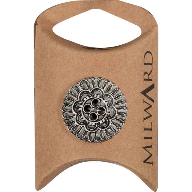 Milward 4 Metal Buttons, 22mm, Black/Silver, Pack of 5