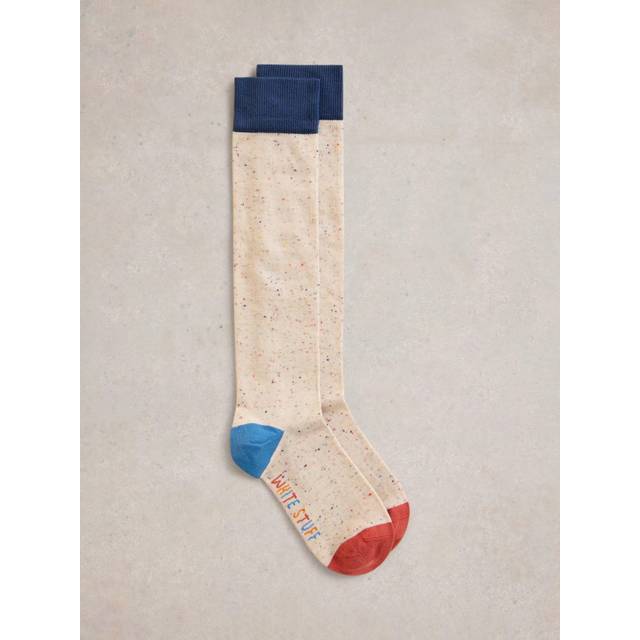 White Stuff Nep Organic Cotton Blend Knee Hight Socks, Natural/Multi
