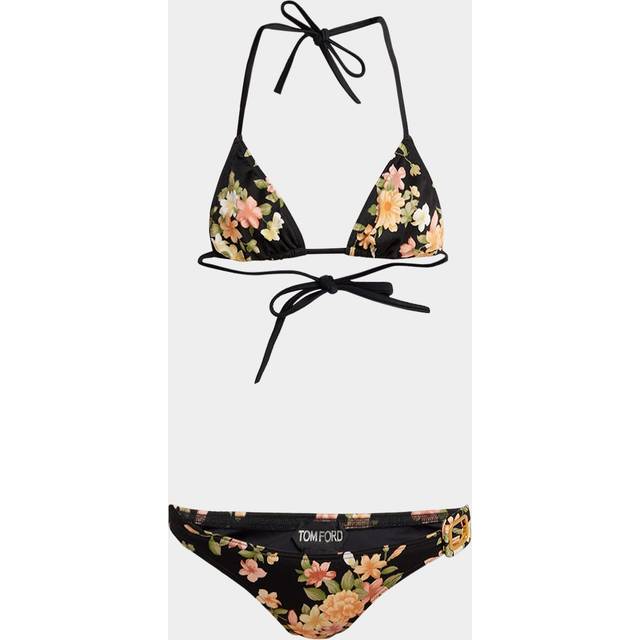 Floral-Print Buckle Triangle Bikini Set - COMBO BLAC - Large