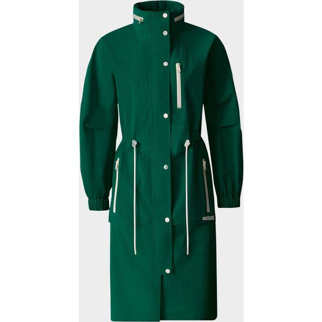 Makayla Knee-Length Lightweight Rain Jacket - LeafGreen - Large