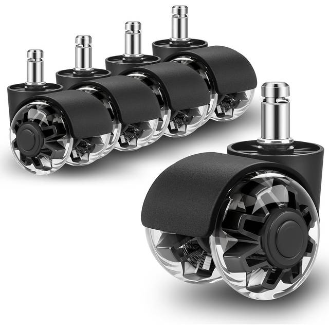 TEMU 5pcs Set, 2-inch Universal Black Office Chair Casters, Heavy-duty Chair Casters, Silent Rubber Chair Casters, Suitable For Hardwood Floors And Carpets, 11x22mm Universal