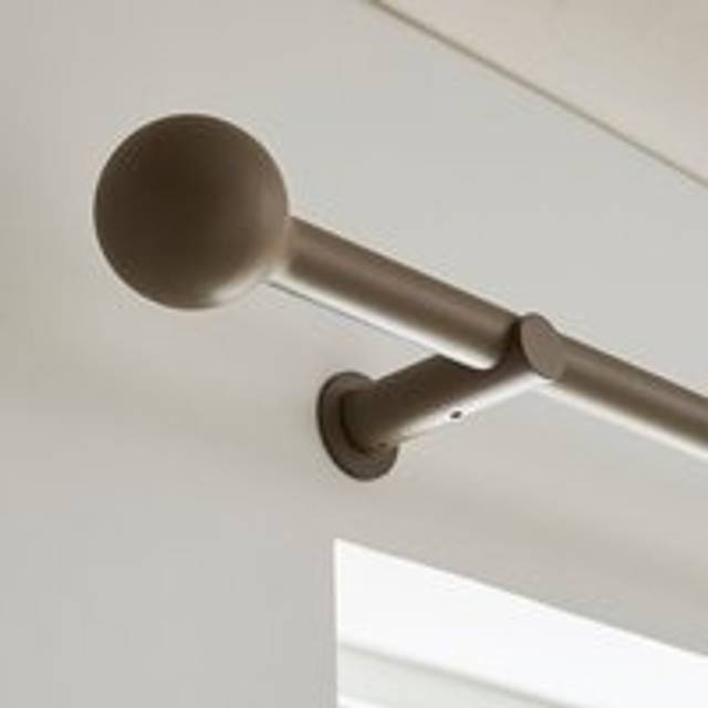 Contemporary Ball Fixed Metal Curtain Pole with Rings - Mole