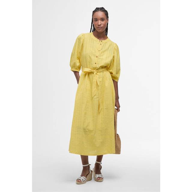 Barbour Heidi Textured Belted Dress, Sunray Yellow