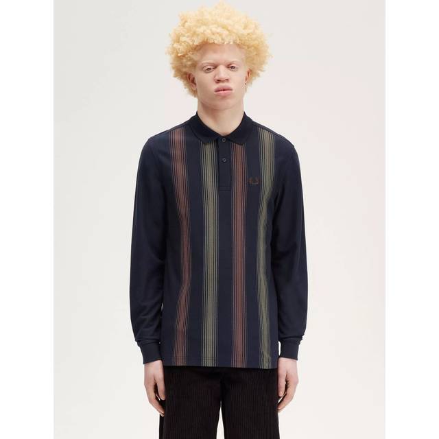 Fred Perry Stripe Long Sleeve Logo - Blue
