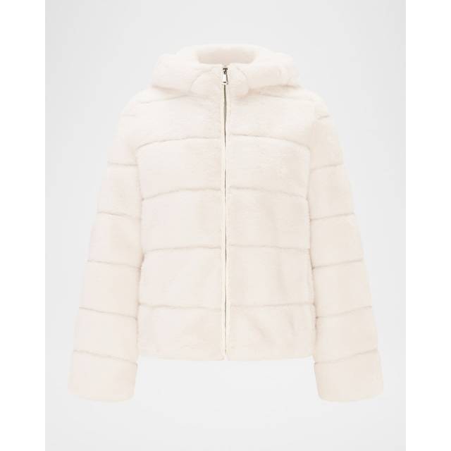 Mink Faux Fur Hooded Jacket - WHITE - X-Small