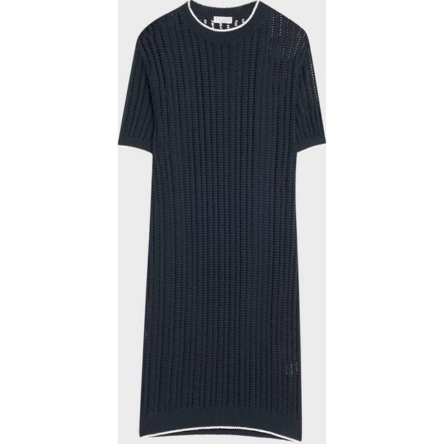 Mesh Knit Midi T-Shirt Dress - MIDNIGHT - Large