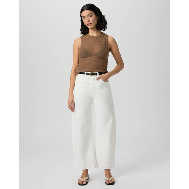 Arellia Frayed Wide Leg Jeans - Tonal Ecru - 28