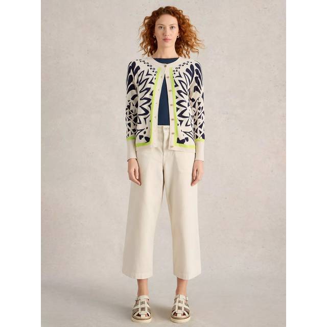 White Stuff Womens Ivory Print Lulu Printed Cardigan - Off-White - 12