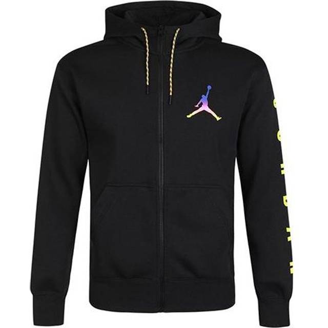 Jordan Solid Logo Print Sport Casual Fleece-Lined Zip Hoodie Jacket Men Outerwear Black CU9123-010 M