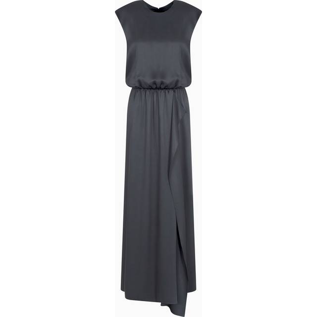 Double-faced silk-satin long dress