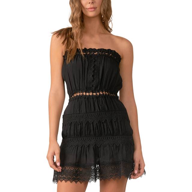 Elan Strapless Crochet Trim Dress