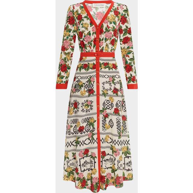 Lea Button-Front Printed Midi Silk Shirtdress - LANTANA RIVIERA PLMT