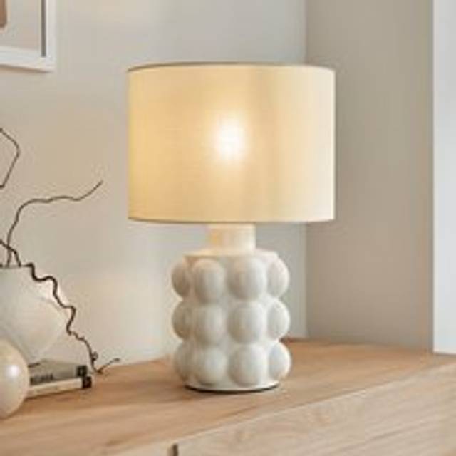 Bobble Retro Ceramic Table Lamp - White