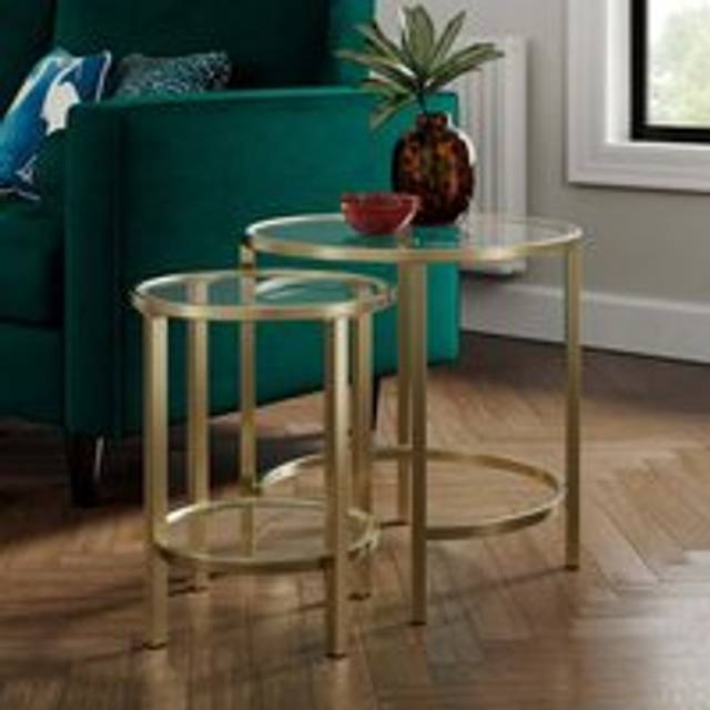 Sofia Glass Nest of Tables - Gold