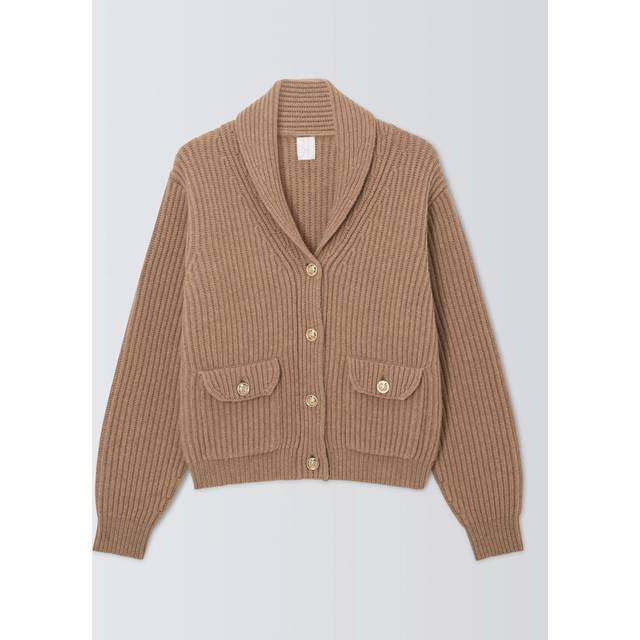 John Lewis Shawl Neck Wool Blend Cardigan, Camel