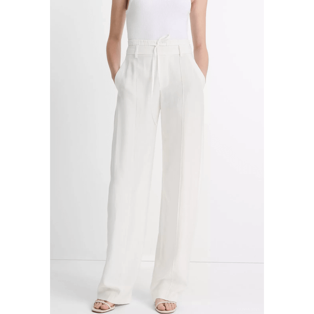 Drawstring Double-Waistband Pants - OFF WHITE - 8