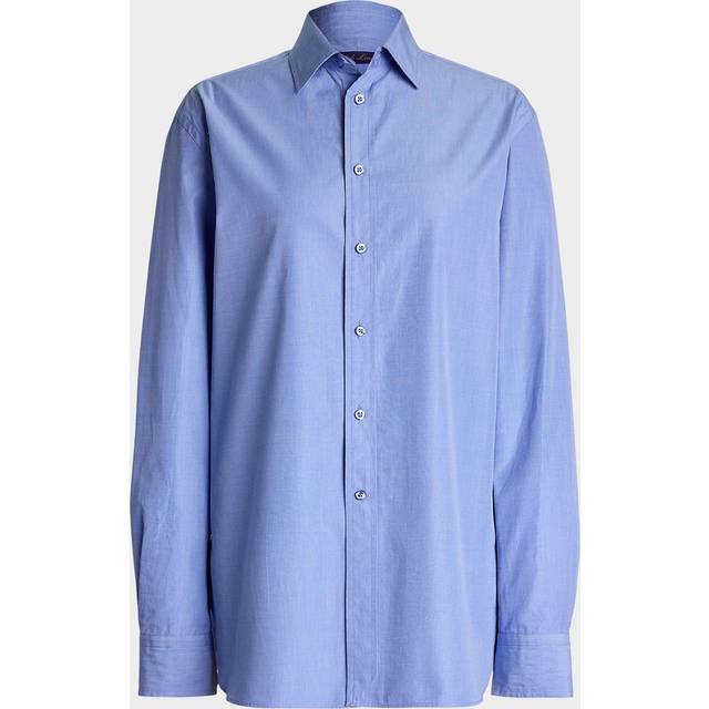 Adrien End On End Cotton Button-Down Shirt - BLUE - 10