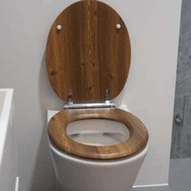 Teak Effect Toilet Seat - Brown