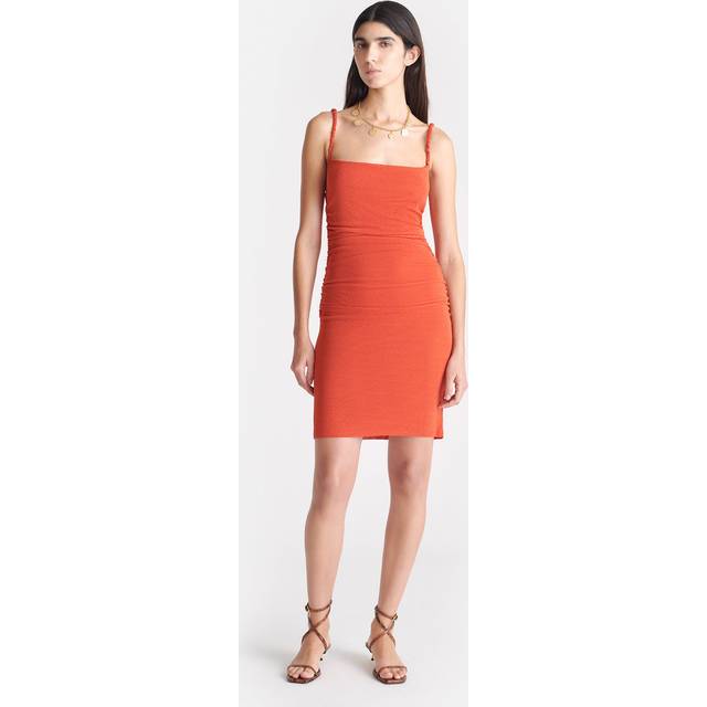 Adie Ruched Bodycon Dress - RED ORANGE - Large