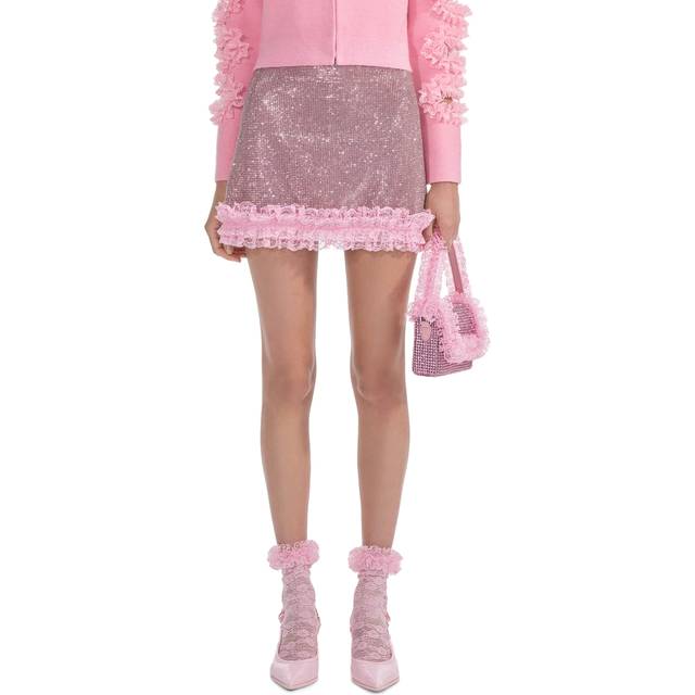 Women's Self-Portrait X Christopher Kane - Embellished Mini Skirt in Pink | Size 10 | SS25CK016SKA Color PINK (10)