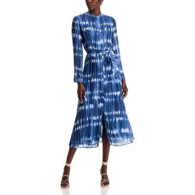 Bella Dahl Printed Tie Waist Pleated Maxi Dress