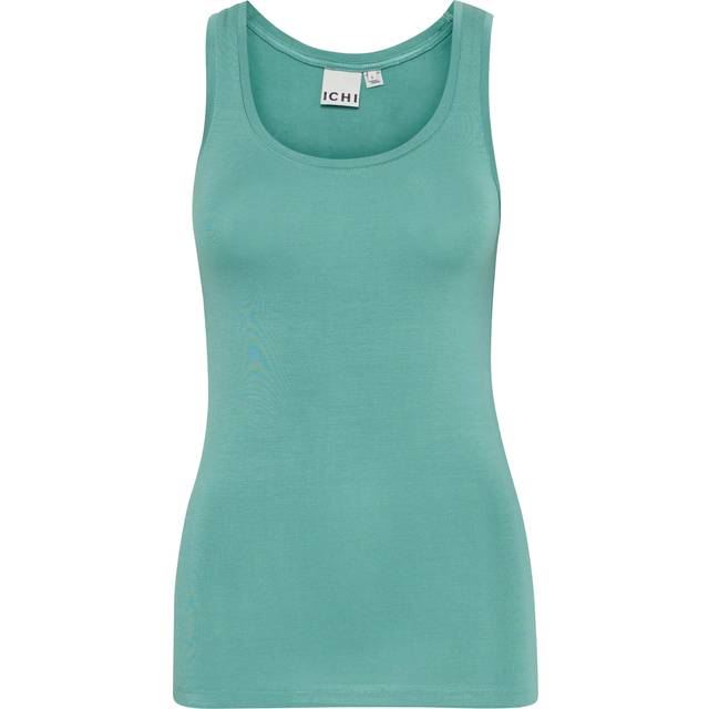 ICHI Zola Fitted Scoop Neck Vest Top, Beryl Green