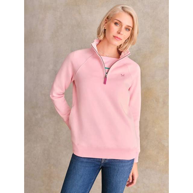 Women's Crew Clothing Women's Half Zip Sweatshirt Baby Soft Pink - Size: 10