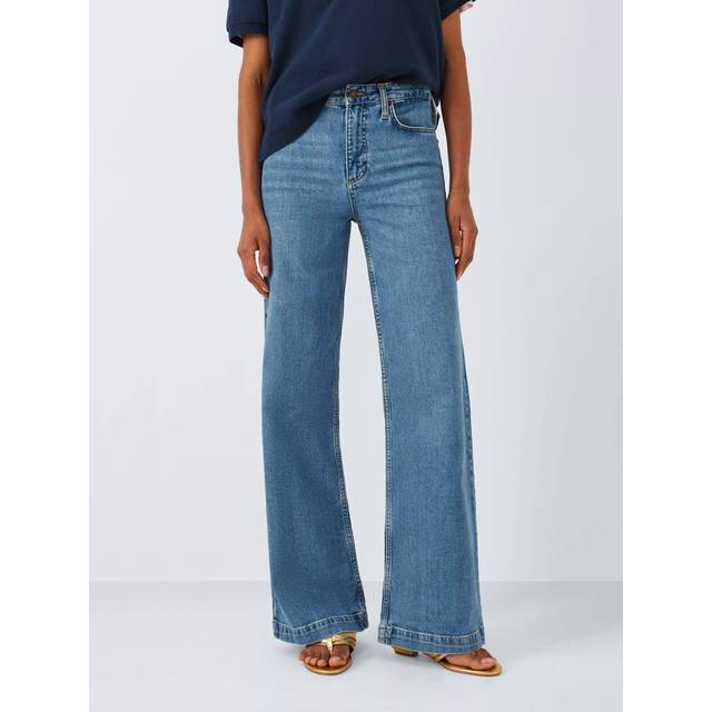 John Lewis High Waist Wide Leg Jeans, Blue Light Wash