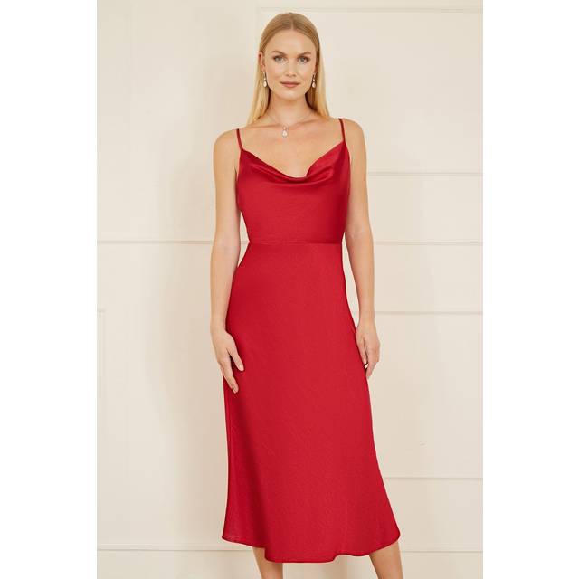 Yumi Satin Cowl Neck Dress
