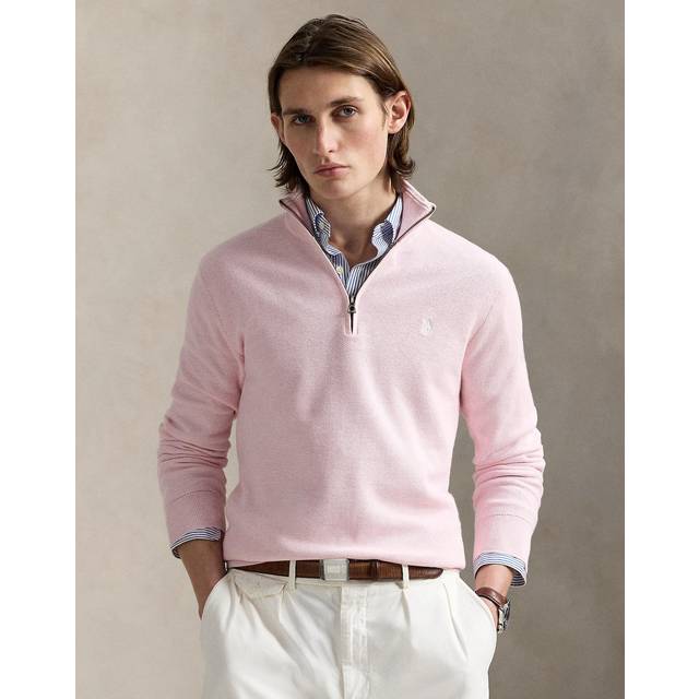 Polo Ralph Lauren Cotton Half-Zip Sweater, Ballet Pink Hthr