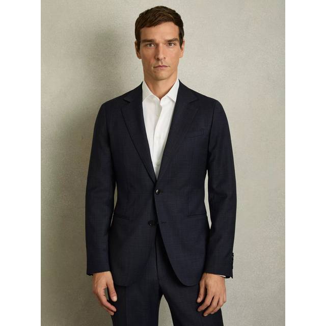Reiss Hatch Wool Blend Tailored Fit Suit Jacket, Navy