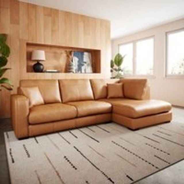 Carson Vintage Leather Large Corner Chaise Sofa - Vintage Leather Tan