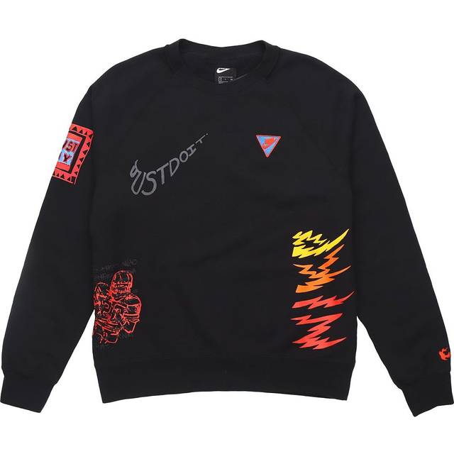 Nike Sportswear NSW 3M Reflective Graffiti Printing Round Neck Pullover Black CJ5056-010 - XL