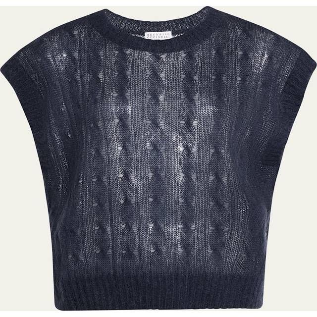 Mohair Cozy Cable-Knit Cap-Sleeve Sweater - C8901 NIGHT SKY - Medium