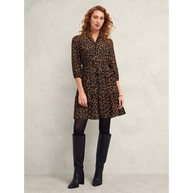 Hobbs Polly Leopard Print Dress, Camel/Multi